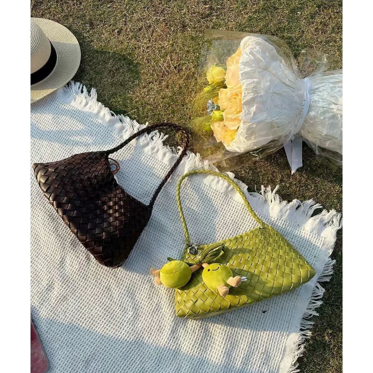 Guguo Free Shipping New Designer Bag Korean Handwoven Underarm Bag For Women High-end Versatile Retro Handheld Shoulder Mother-daughter Bag
