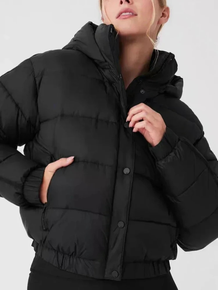 Autumn Winter Hooded Puffer Jacket Women Fashion Loose Stand-up Collar Womens Parkas Thicken Warm Zipper Cotton-padded Jacket 251110