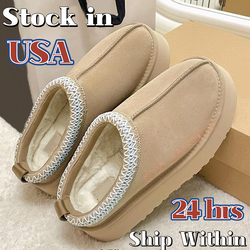 Womens Mens Slippers Boots Tazz Tasman Fur Slides Classic Mustard Seed Ultra Mini Platform Boot Men Women Slip-on Sheepskin Suede Wool Seal Winter Designer Booties