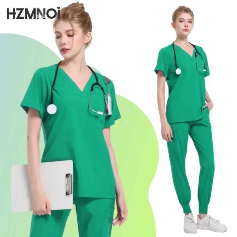 Multicolor Scrubs Uniform Short Slve Tops+jogger Pants Nursing Uniform Women Pet Doctor Medical Surgery Workwear Surgical Sets X250410