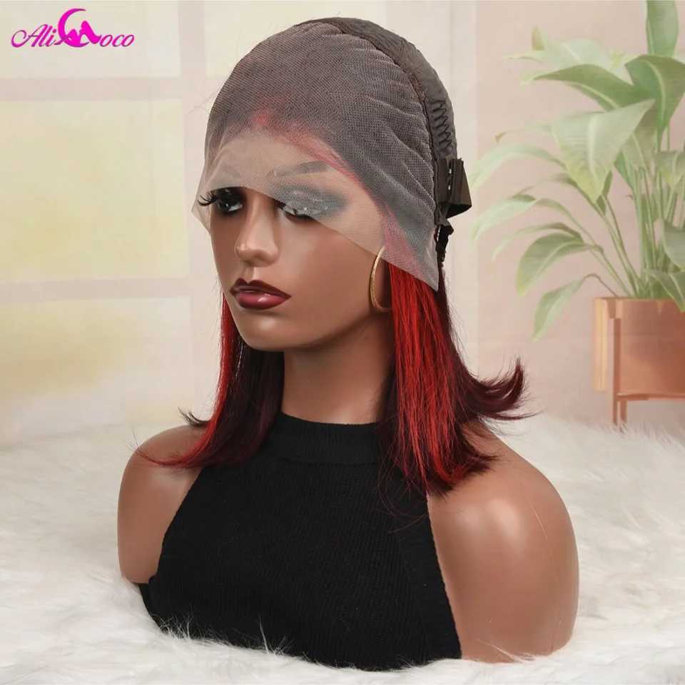 Highlight Red 99J Bob Wig Human Hair 180 Density 13x4 Lace Front Wigs for Women Straight Short Bob Wig Human Hair WigsT251111