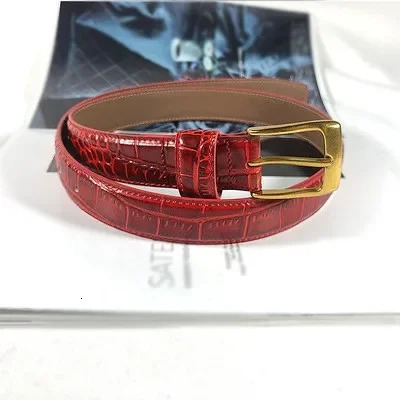 White Red Green Grain Real Leather Waist Belt Women Casual Jean Strap Belts Plus Large Size Alligator Pattern Cinture 251031