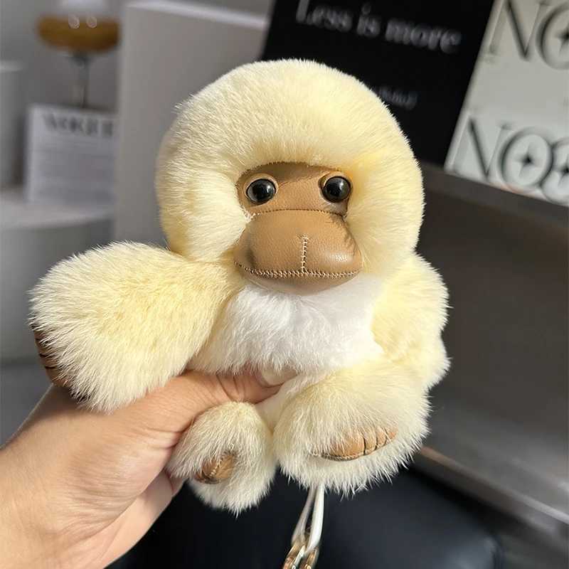 New fluffy keychain rabbit fur chain keychain cute little monkey car keychain backpack pendant accessories childrens gift W250411