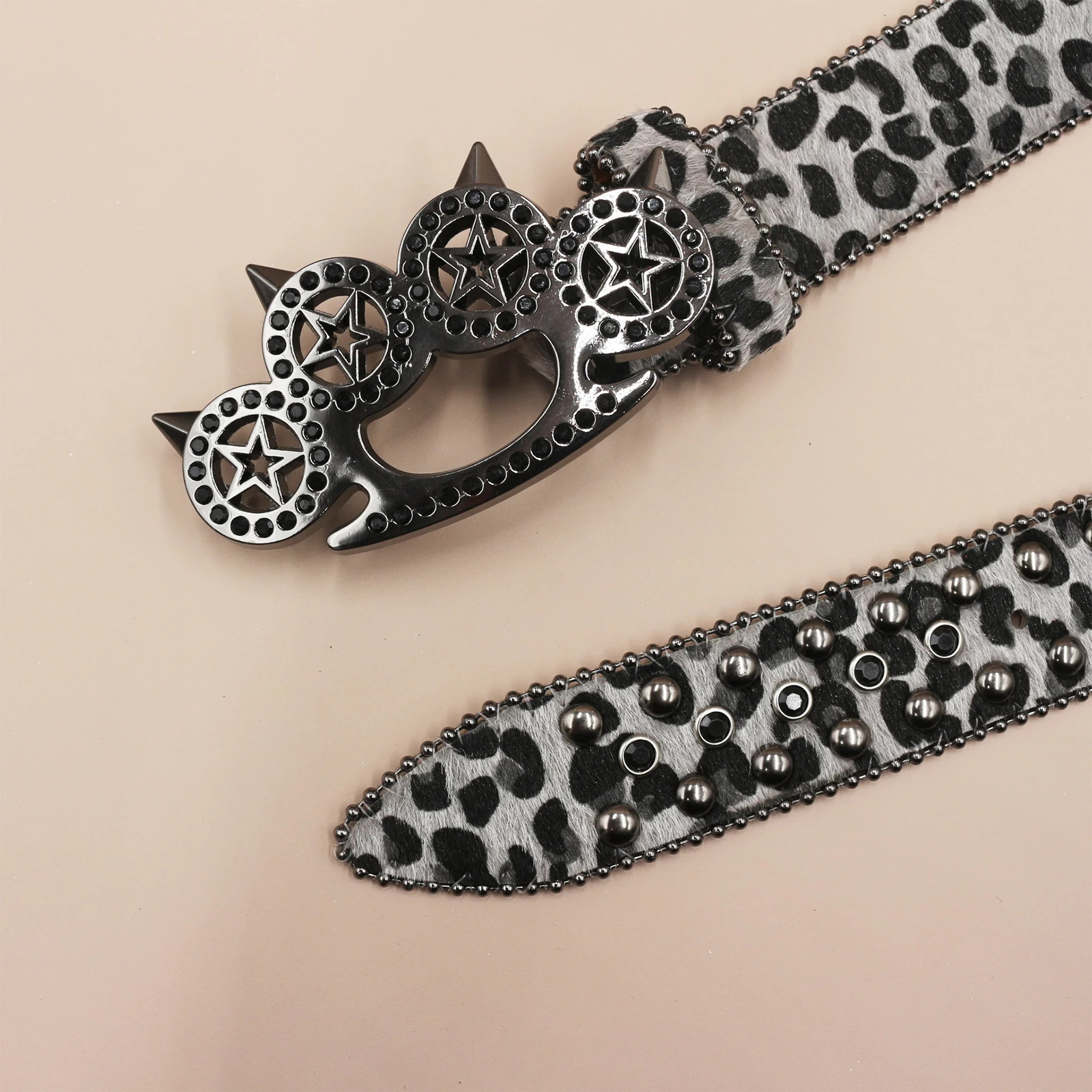 Leopard Cats Paw Fashion Rhinestone Studded Belts with Diamonds Female Y2K Accessories Gothic Style bb Belt For Women 251110