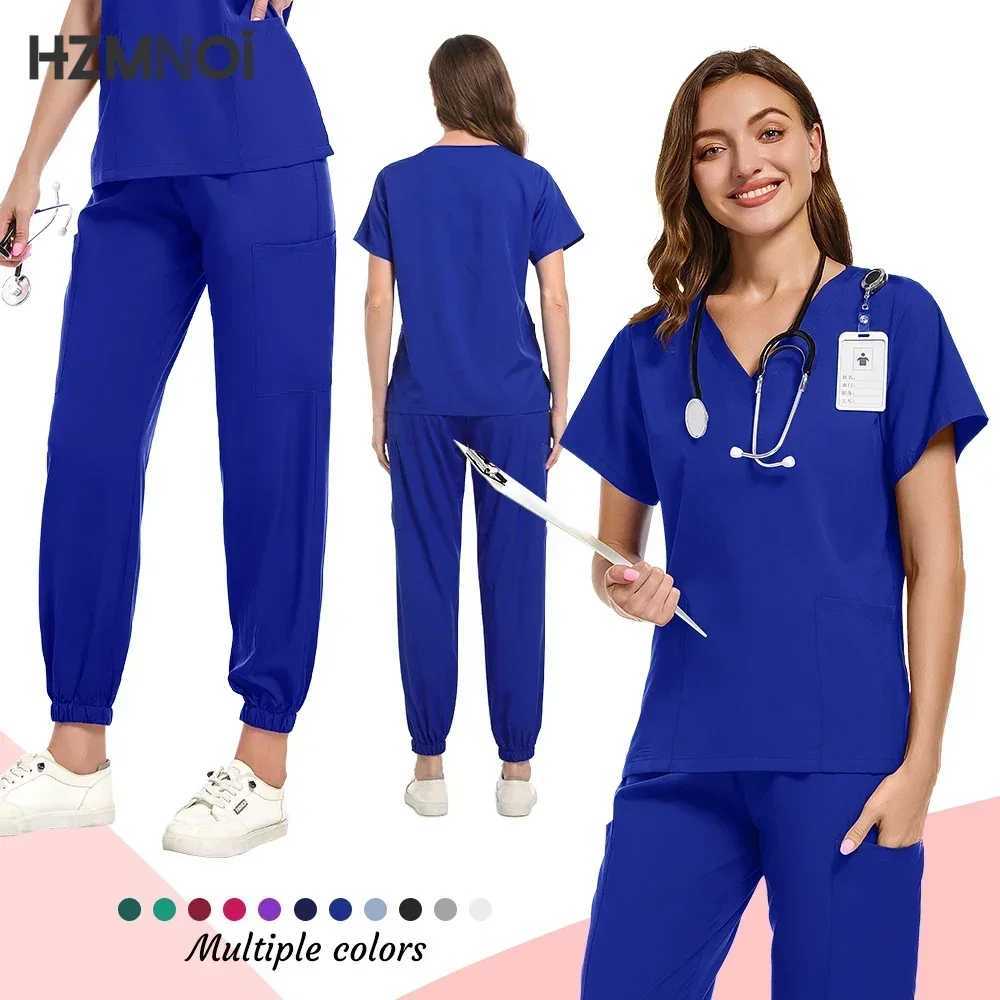 HZNMNOI Scrub Hospital Uniform Medical Top Pants Nurse Uniform High Fashion Uniforms Nursing Scrubs Set Hot Sell Surgical Gowns X250410