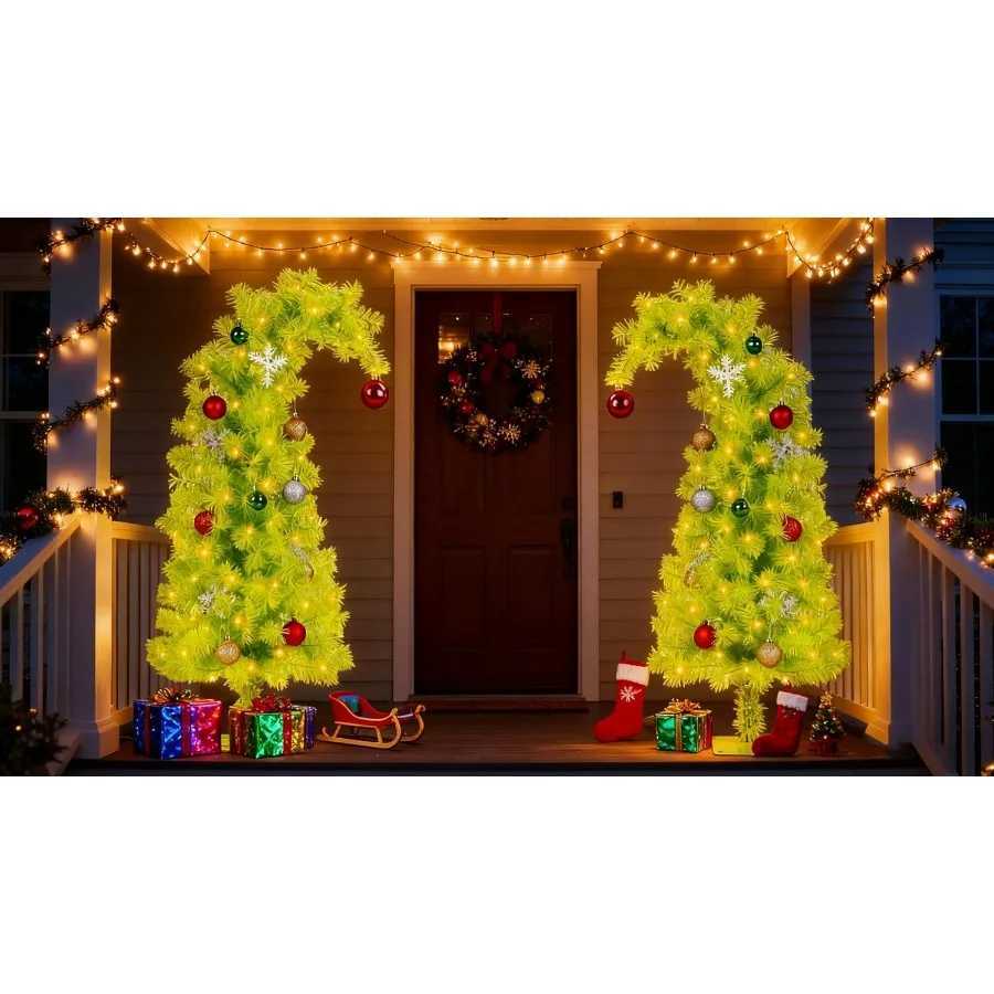 Christmas 3ft Artificial Christmas Tree Grinch Tree Halloween Tree Decorations Whimsical Green with 150 LED Warm White Lights Colorful Ba Y251111