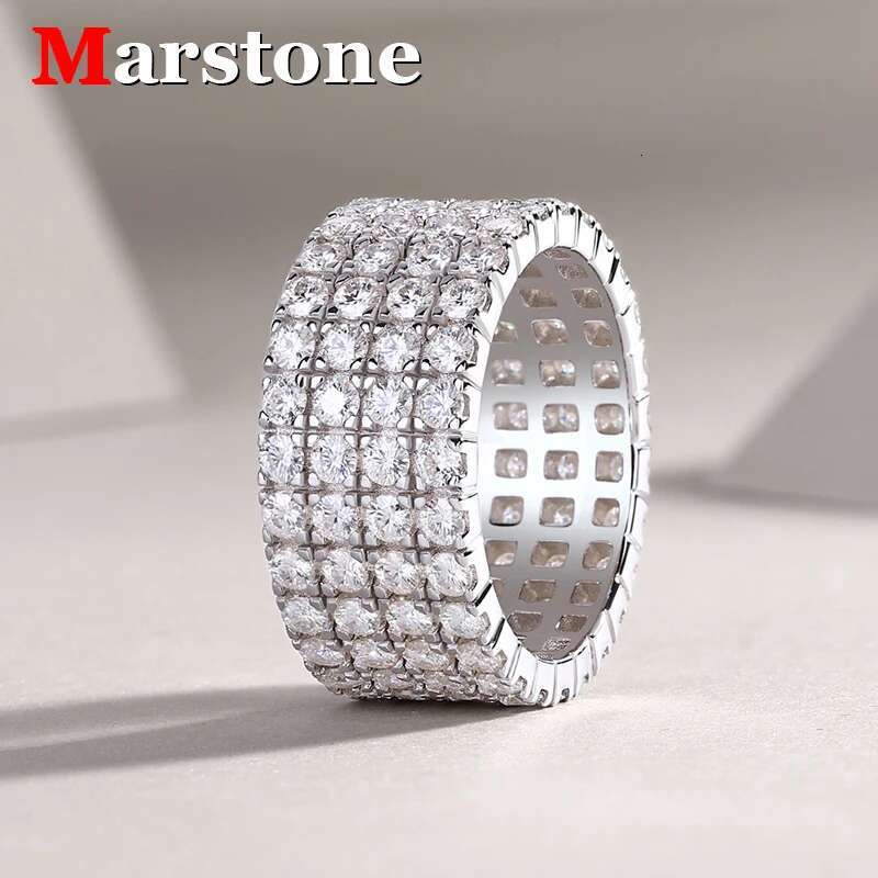 Full Moissanite Diamond D Color VVS Womens 2MM Ring S925 Sliver Plated 18K White Gold Wedding Fine Rings for Women