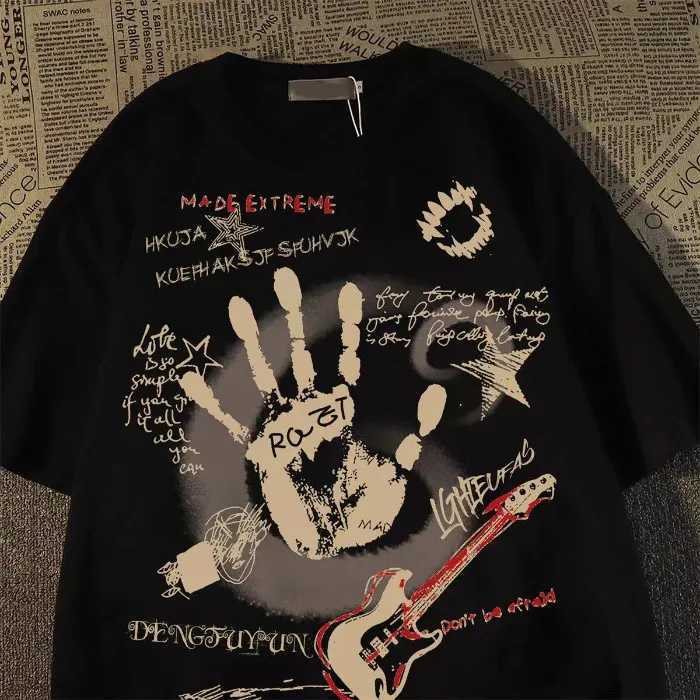 American retro round neck short sleeved T-shirt mens/womens Korean Inst summer new top M250411