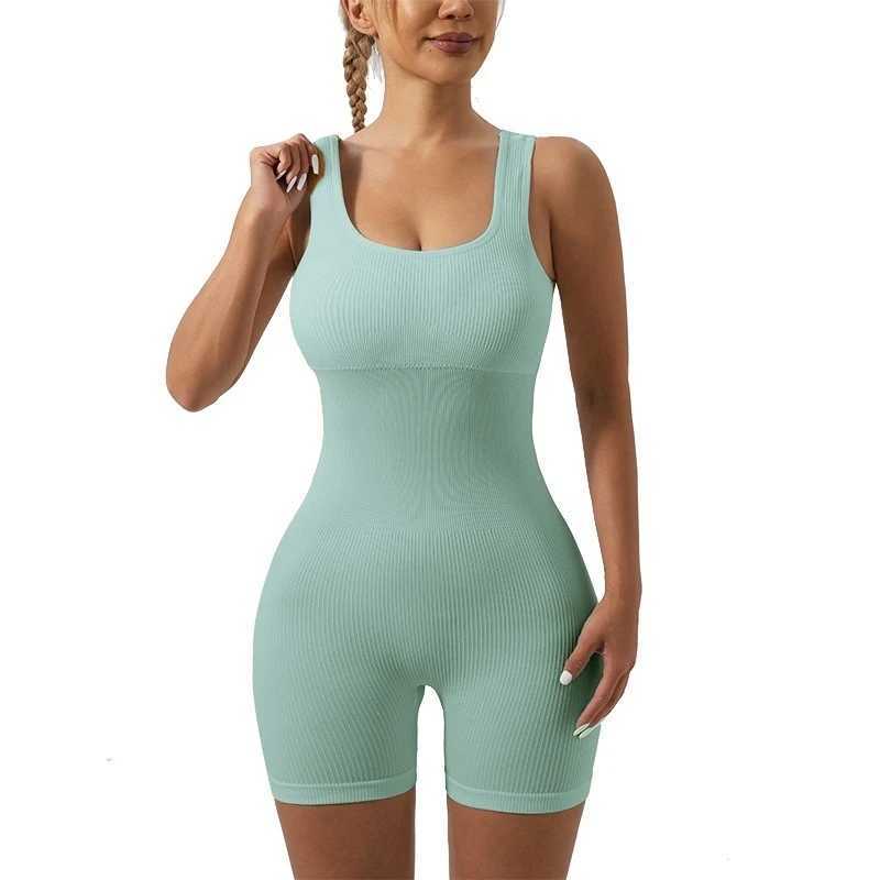 Summer hot seamless womens tight fitting abdominal control jumpsuit one-piece sexy sleeveless backless yoga set hip lifting jumpsuitW250411