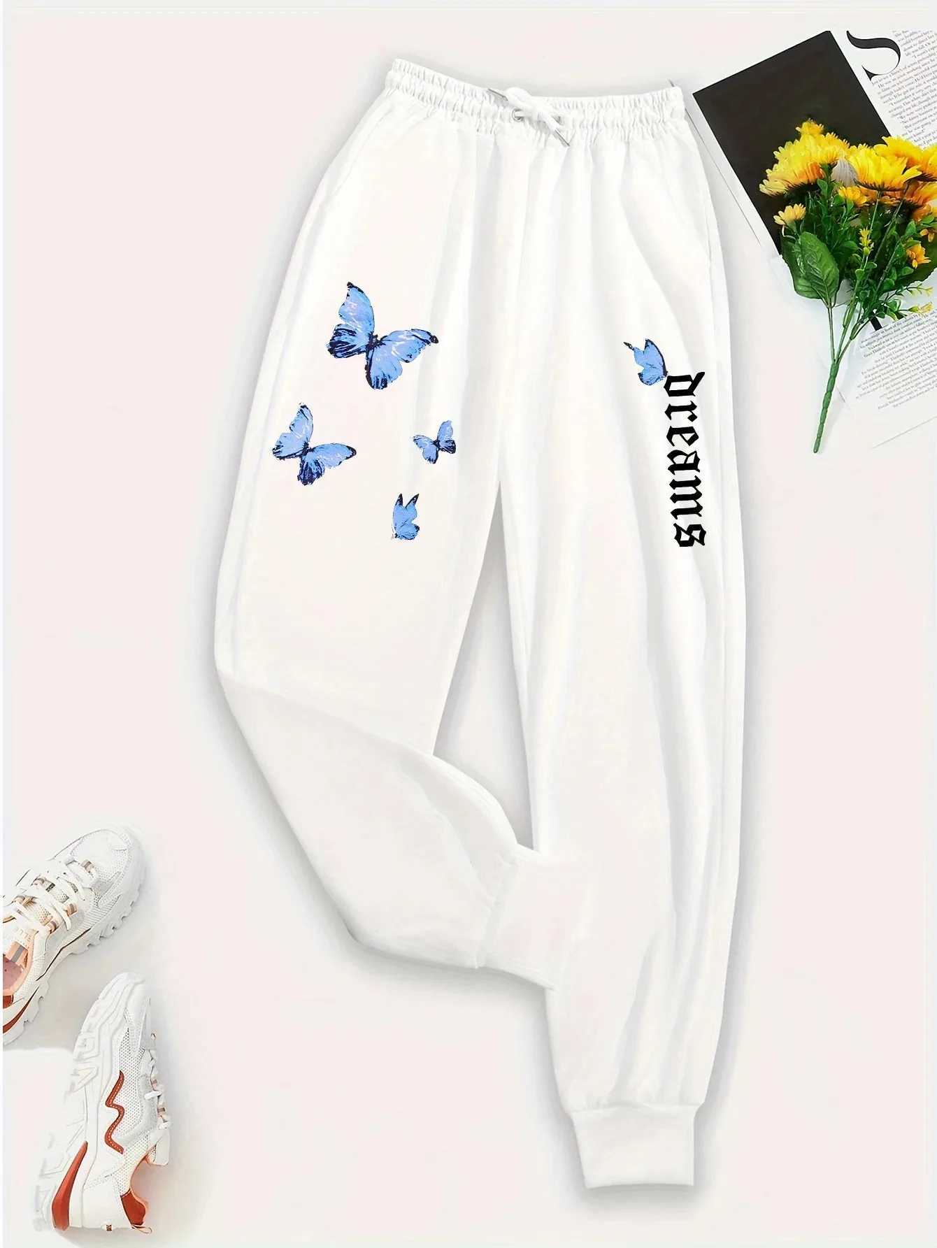 Fashion Trend Street Sports Pants New Style Dream Beautiful Butterfly Pattern Printed Couple Casual Trouser Version S-3XLXJ250410