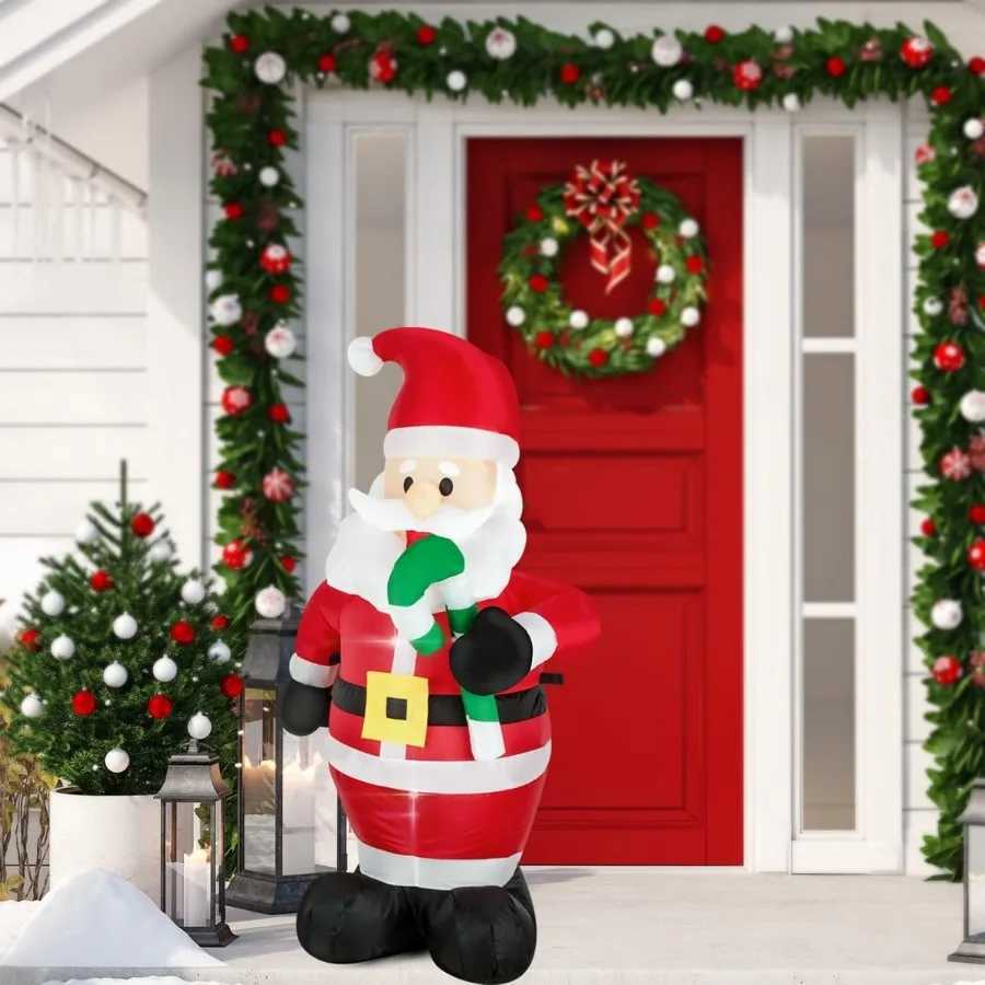 Christmas Christmas Inflatable Snowman Nutcracker Santa Claus Lighted Blow Up Christmas Yard Decoration with Built in Fan and Anchor Rope Y251111