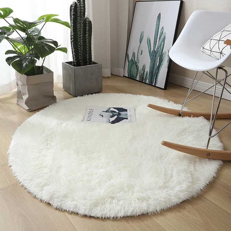 Fluffy Wool Rug Living Room Carpets Faux Fur Round Mat Kids Room Long Plush Rugs Home Bedroom Decor Shaggy Carpet Y251110