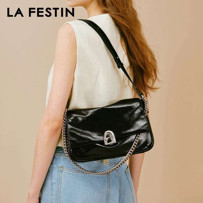 LA FESTIN 2024 For Women's Trend Leather Chain Ladies Shoulder Crossbody Large Capacity Messenger Bag