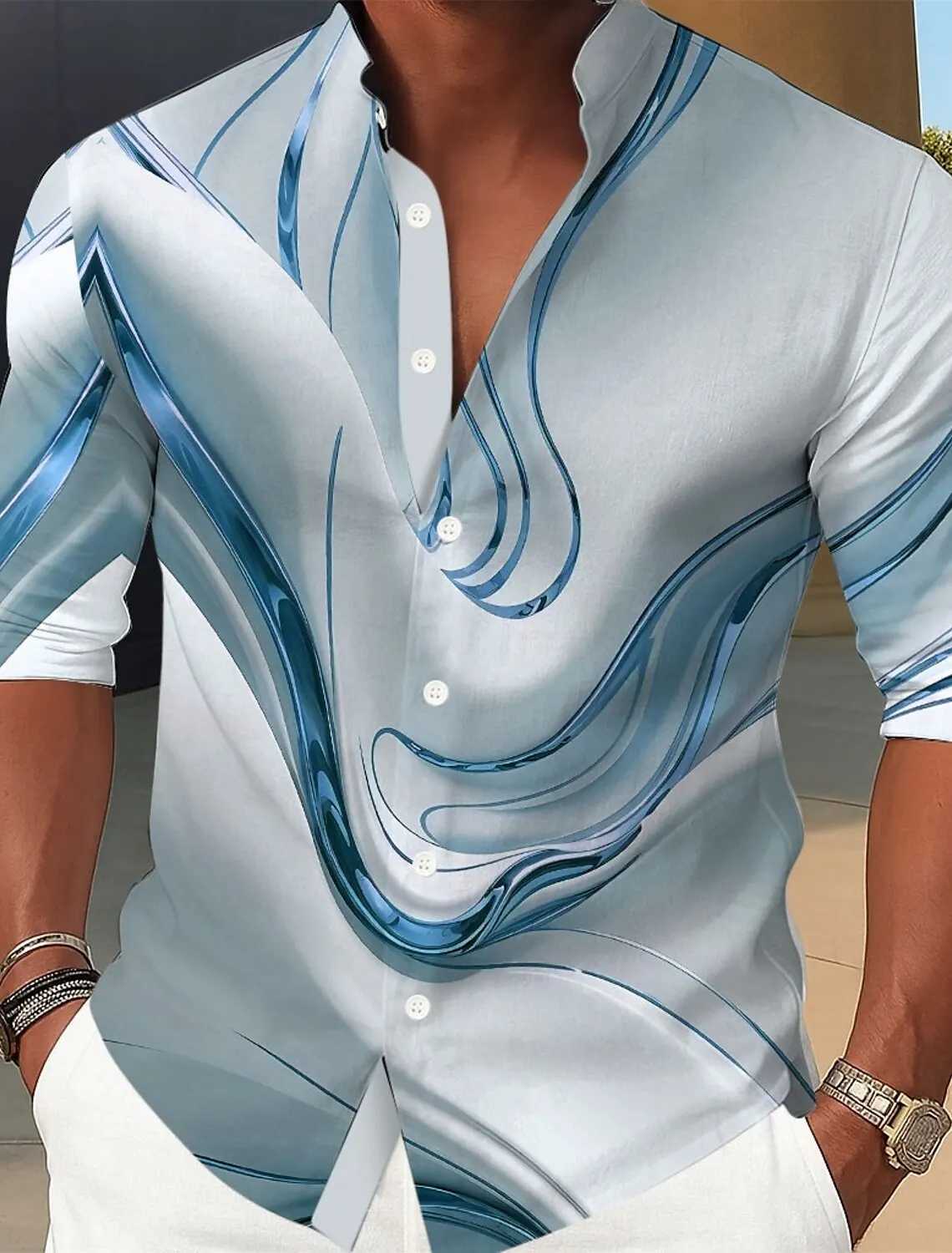 Mens Marble Abstract Liquid Art Shirt Button Up Shirt Turndown Collar Shirt Long Sleeve Casual Outdoor Vacation Spring Fall K251110