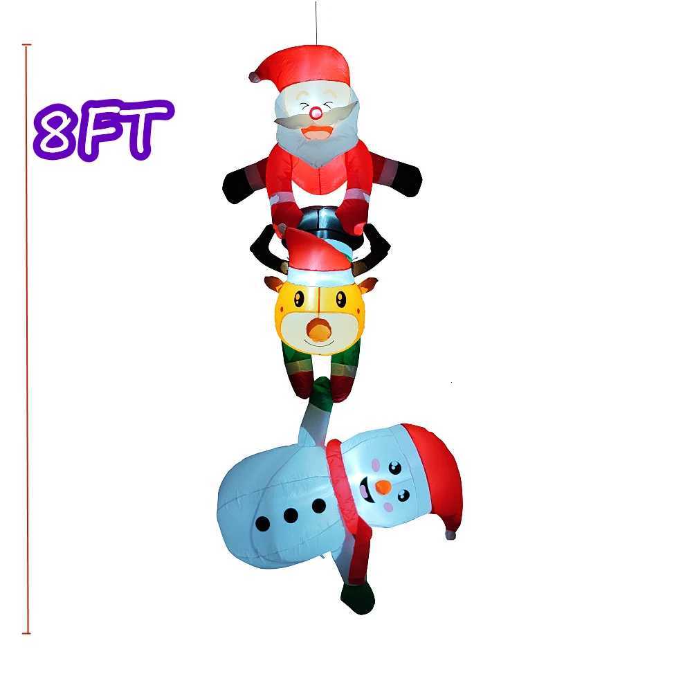 Christmas 8FT Christmas Inflatable Suspension Climbing Santa Claus Reindeer Snowman/Elf For Crossbeam Roofs Yard Xmas Decoration Props Y251111