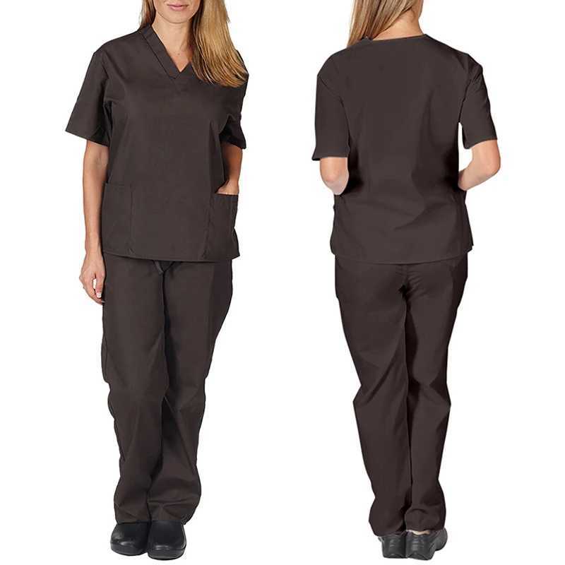 Solid color V-neck short slip nurse workwear female hospital doctor medical nursing workwear dental surgical gown X2504101