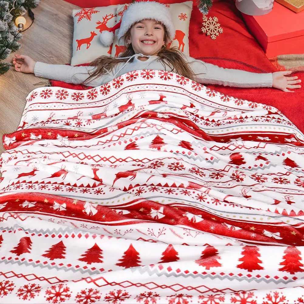 Christmas Series Theme digital-printed polyester Bedroom velvet flannel soft sofa cover blanket Fleece cover blankets for beds C251111
