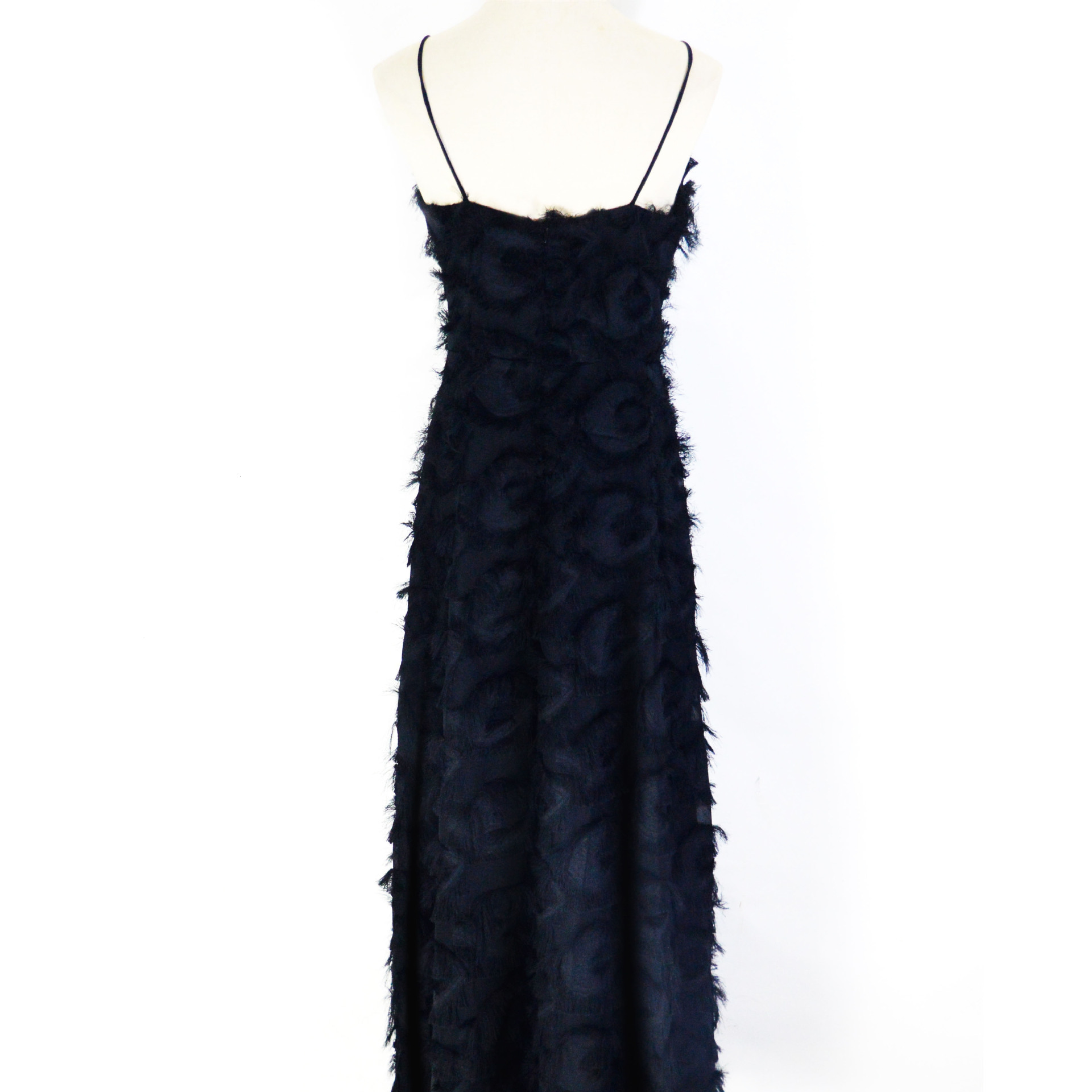 Strap Sexy Light Luxury Evening Women's New Open Back Feather Lace Party Long Dress