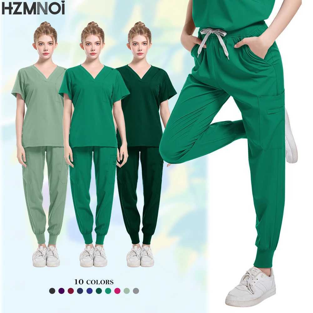 Medical Doctor Nurse Surgical Uniforms Woman Scrub Set Beauty Sn Work Wear Clinical Scrubs Top + Pants Spa Nursing Tunic Suit X250410