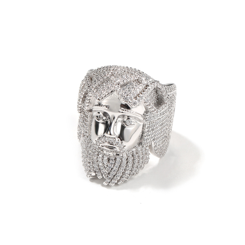 hip-hop VVS Moissanite ring portrait ring with niche design exaggerated and trendy mens ring