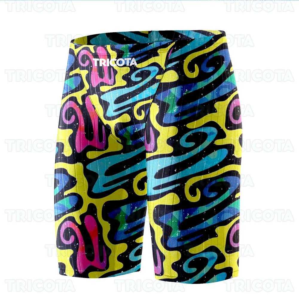 Mens Beach Backbone Swimming Jammer Shorts Training Endurance Sports Jammer Swimsuit UV Quick drying Tight Surfing ShortsW250410