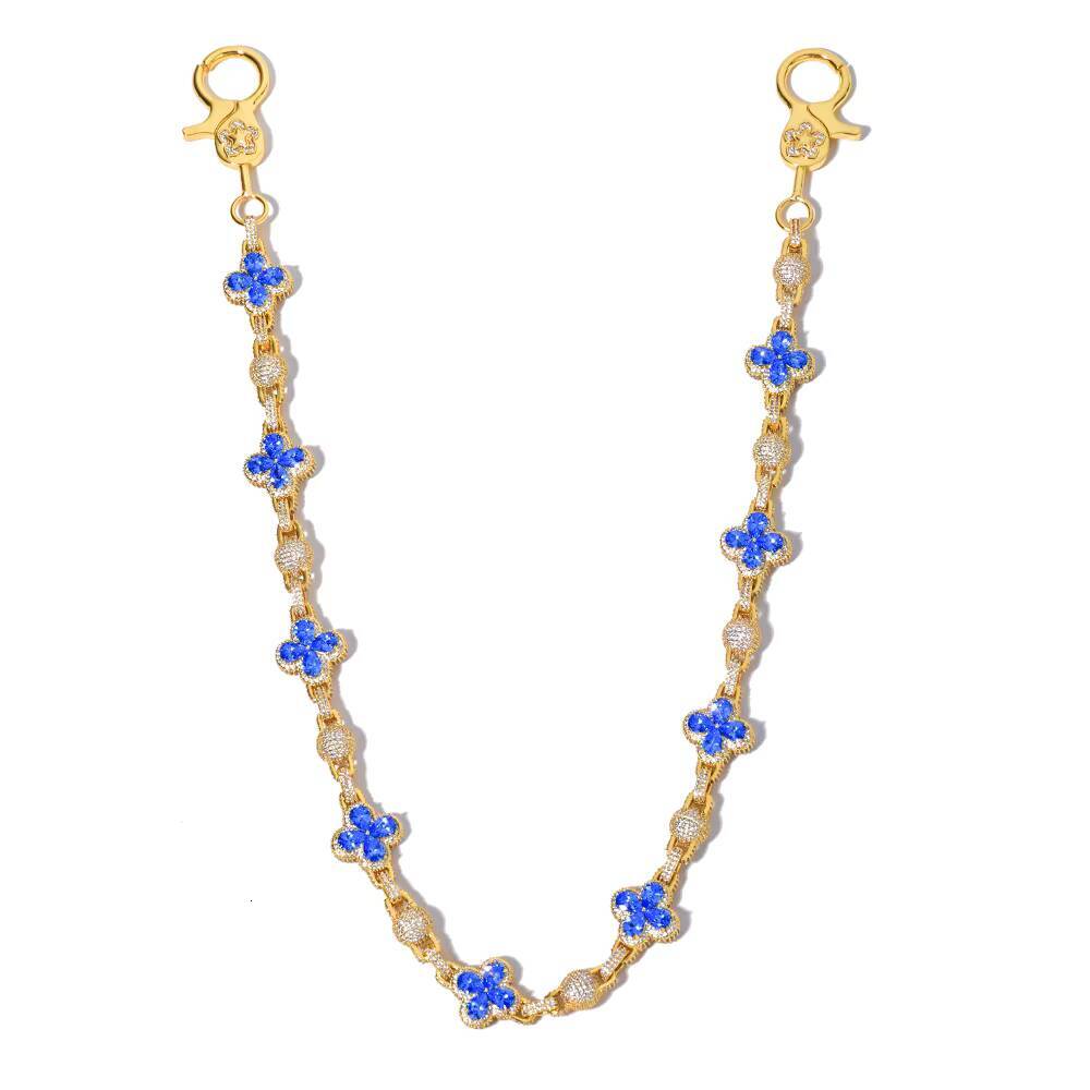 NUOYA Four Leaf Clover Pants Chain Spherical Cuban Link Hip Hop Jewelry Iced Out Moissanite Diamond Gift