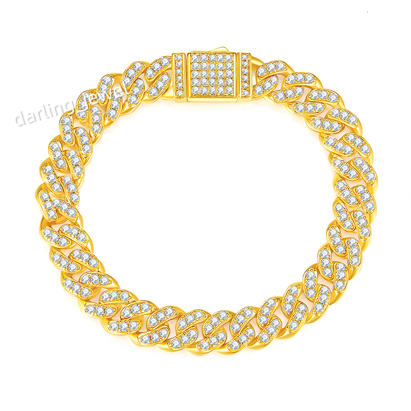 12763 925 Sterling Silver Jewelry Luxury 8mm Moissanite Bracelet Moissanite Cuban Bracelet Men Hip Hop Mens Moissanite Bracelet