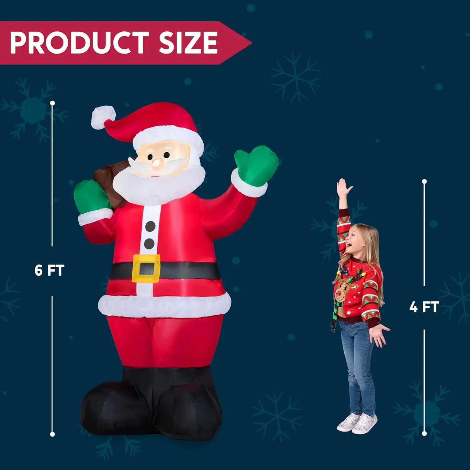 Christmas JOYFY 6 FT Christmas Inflatable Santa with Gift Bag Blow Up Xmas Decorations for Christmas Yard Garden Lawn Winter Decorations Y251111
