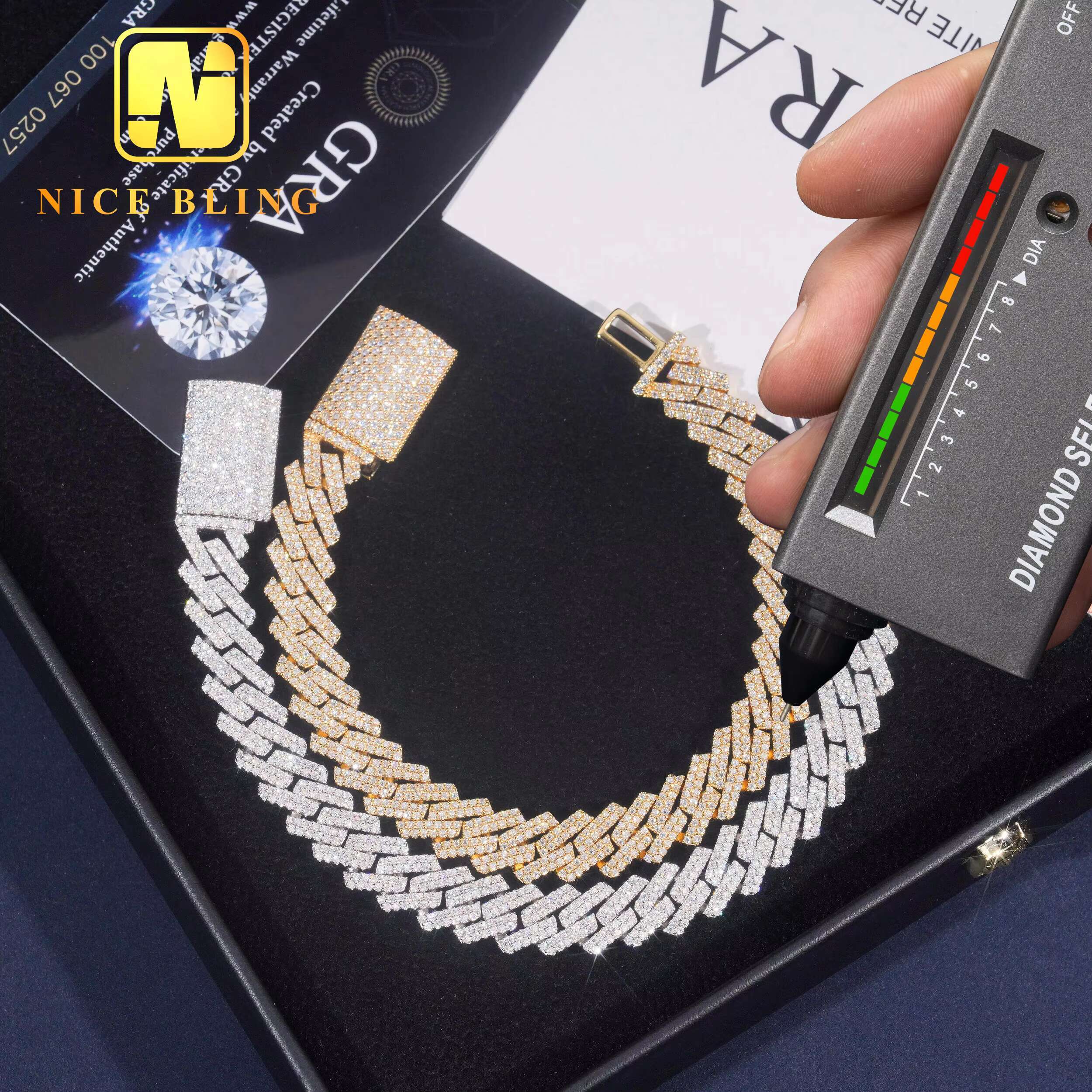 Hot Sale 10mm Diamond Iced Out Cuban Link Chain Custom Hip Hop Jewelry Necklace VVS Moissanite Necklace Bracelet