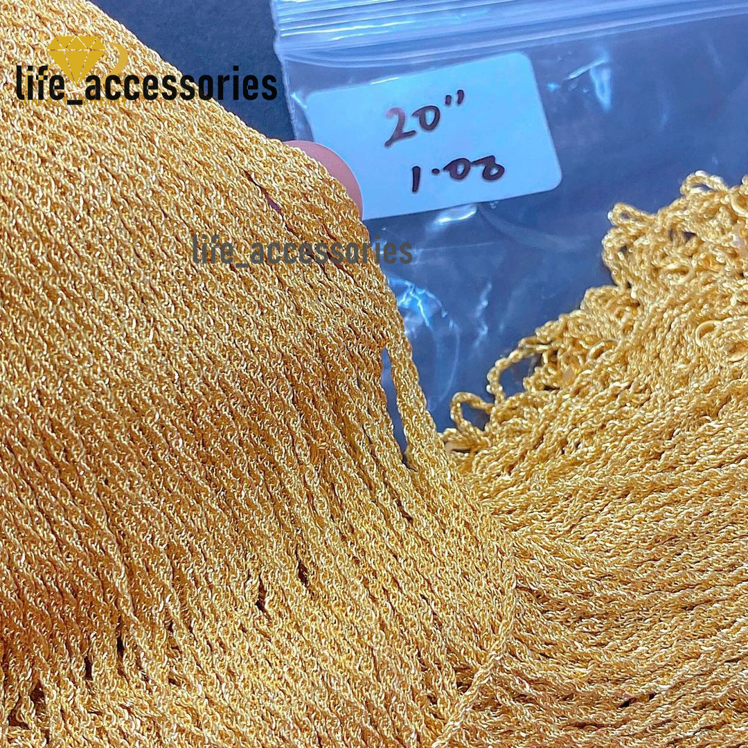 18k Pure Gold Jewelry 1.08mm 2.1mm 3.9mm 6.0mm Twisted Rope Chain 10k 14k Au750 18 Karat Gold Rope Chain Necklace