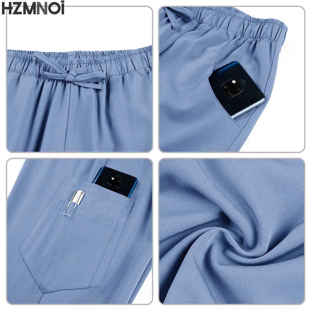 HZMNOI Doctor Scrubs Nursing Uniforms for Women Men Anesthetist Set Tops and Jogger Pants Thin Fabric Operating Room Workwear X250410