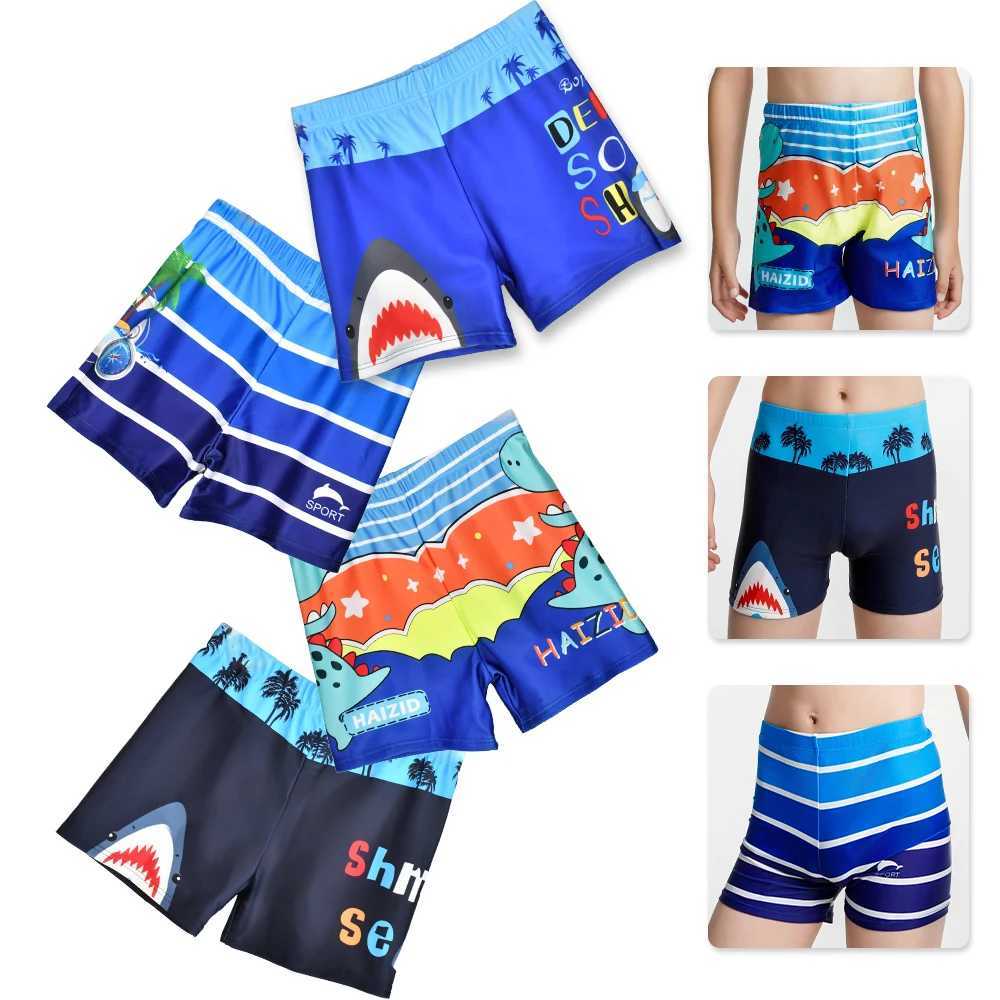 Boy swimming relay toddler swimming shorts quick drying swimming boxer cute dinosaur shark print childrens swimsuitW250410