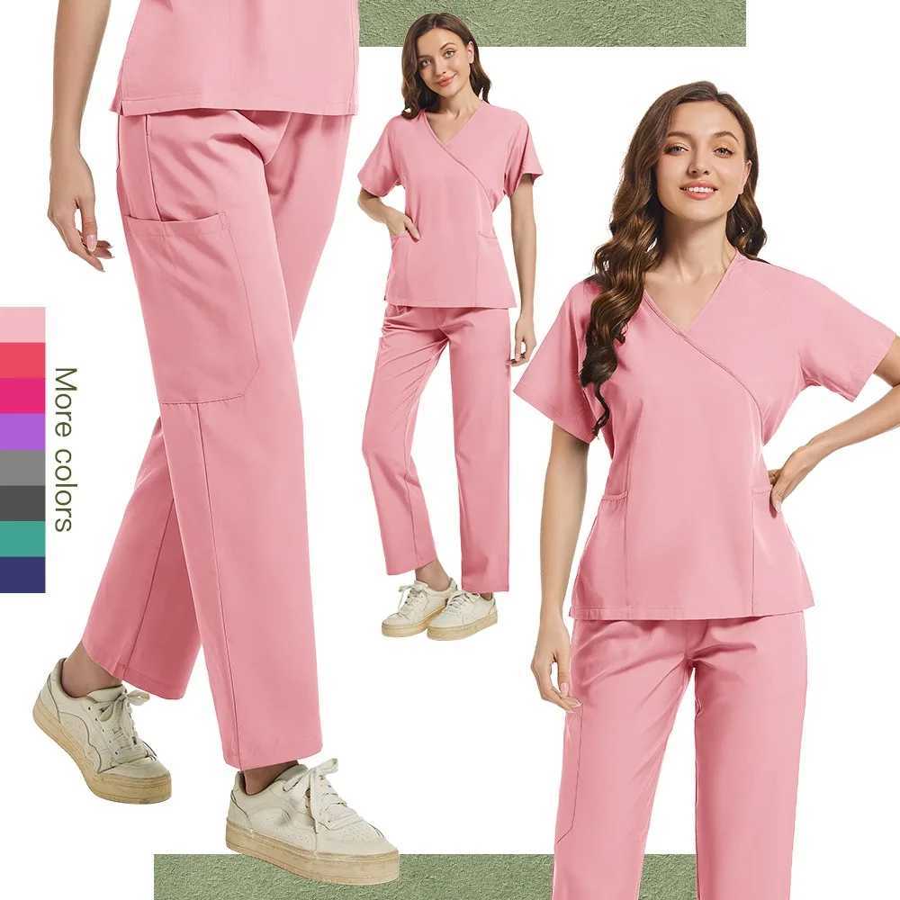 Nurse Scrubs New Fashion Medical Scrub Soft Breathable Jogger Pants Set Surgical Uniforms Woman Nursing Clinical Doctor Workwear X250410