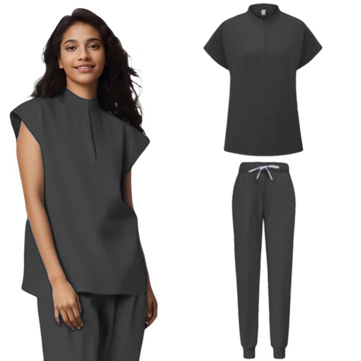 Women Medical Uniforms Scrubs Sets Hospital Surgical Gowns Short Slve Tops Pant Nursing Accessories Doctors Clothes X2505281