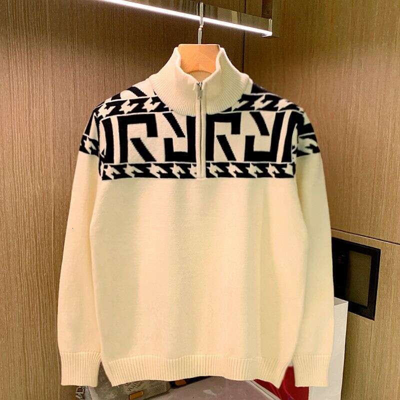 Man Clothes Collared Zip-up Knitted Sweaters for Men Jacket Graphic Pullovers Coat Zipper Maletry Korean Fashion Large Big Size