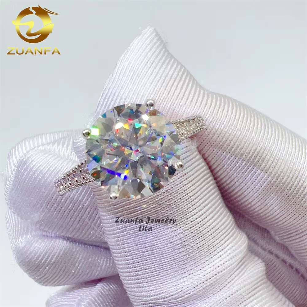 Luxury Vvs Diamond Women Wedding Ring 925 Silver Round 4ct Moissanite Engagement Ring