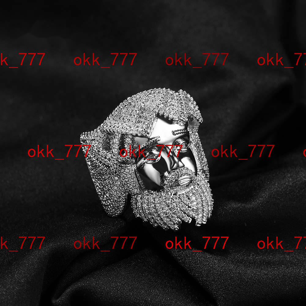 hip-hop VVS Moissanite ring portrait ring with niche design exaggerated and trendy mens ring