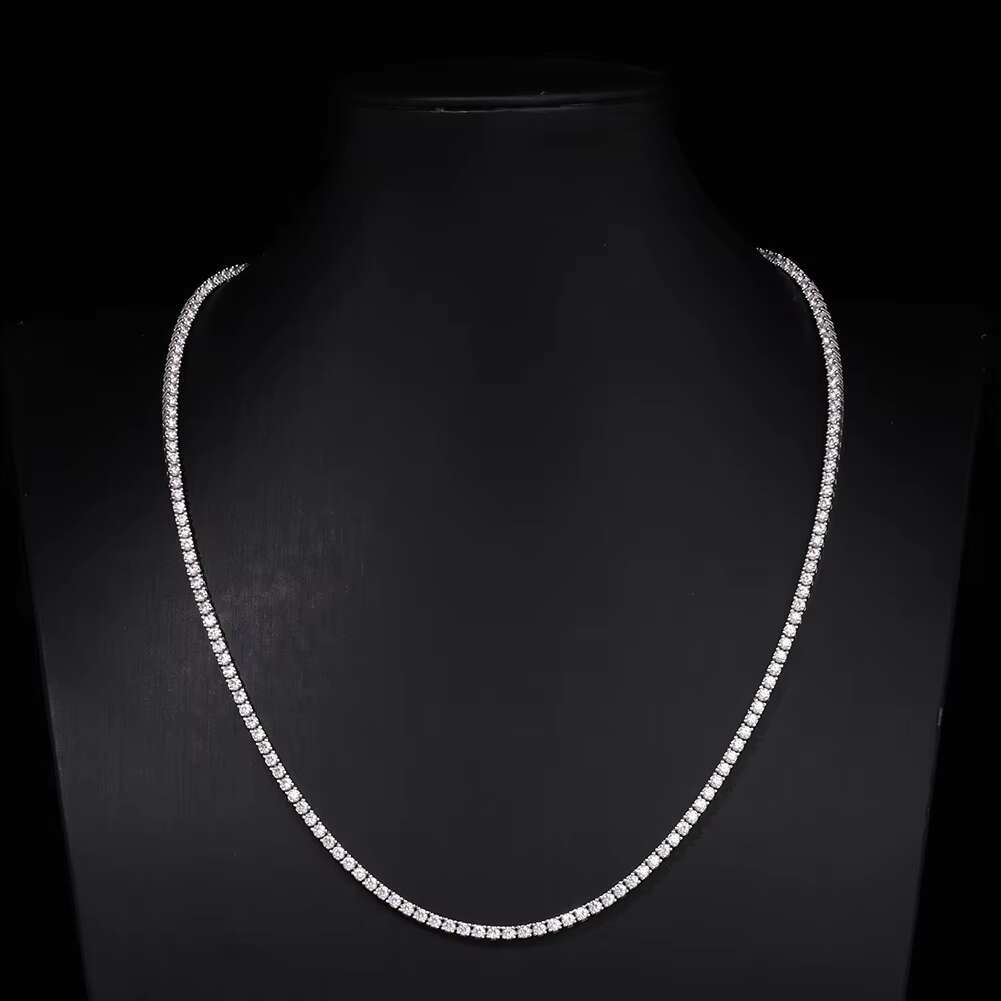 Hip Hop Jewelry 2mm Silver Moissanite Tennis Bracelet/Necklace with Secure Spring Clasp - Urban Chic Accessories