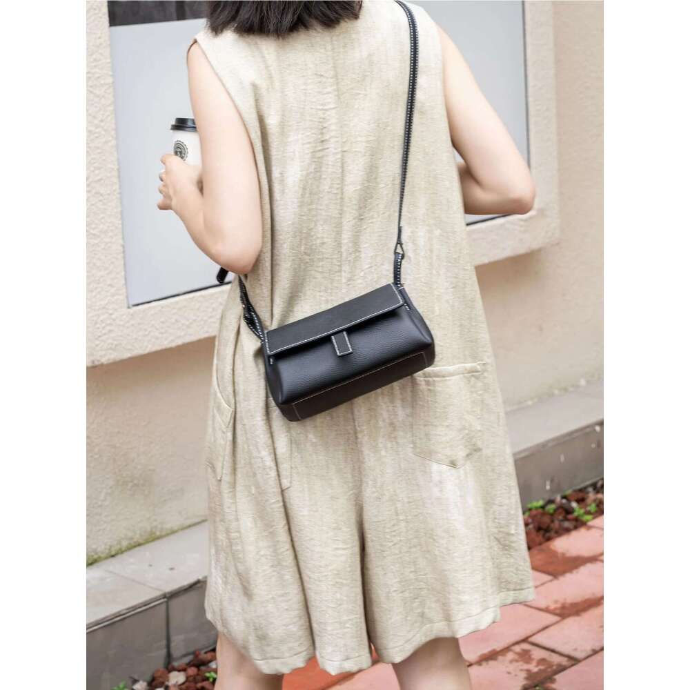 Genuine Leather Casual Handbag, Lady Underarm Fashionable Elegant Women's Shoulder Crossbody Bag Multi Compartment