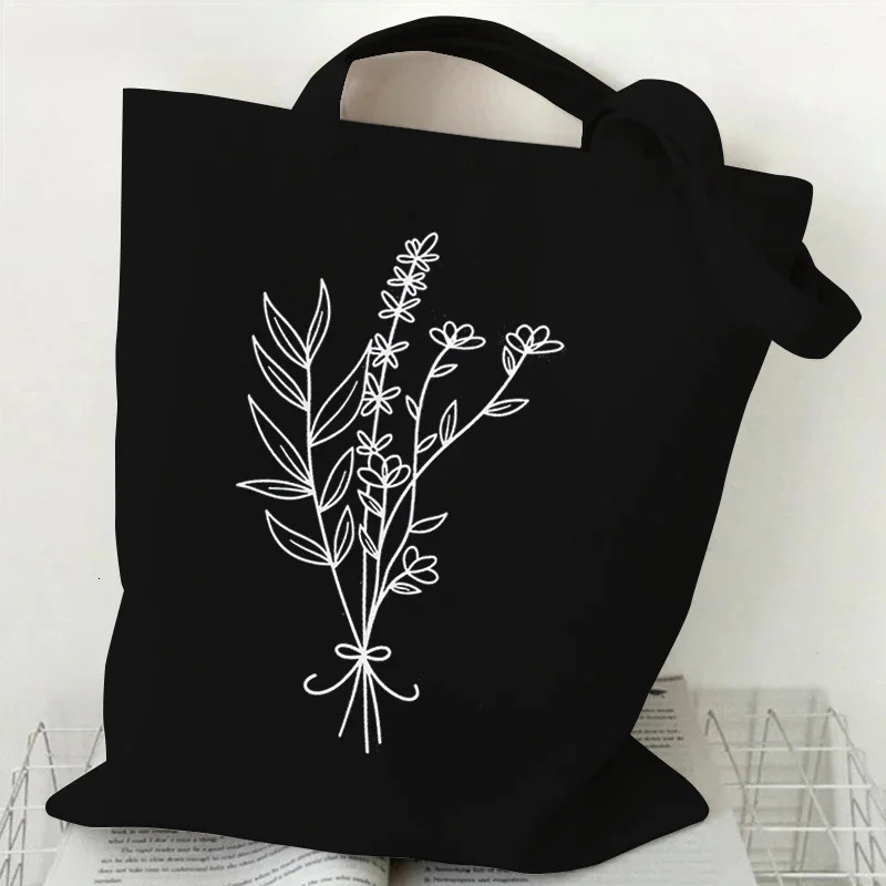 Vintage Wildflower Funny Canvas Tote Bag Women Butterfly Flower Shopping Simplicity Aesthetics Reusable Female Shoulder 251110