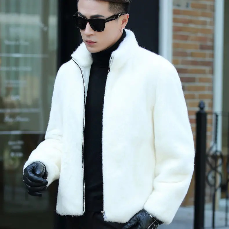 Fashion Autumn Winter Men Faux Mink Fur Coat Fluffy Warm Outwear Male Thick Solid Loose Casual Stand Male Jackets W34 251105