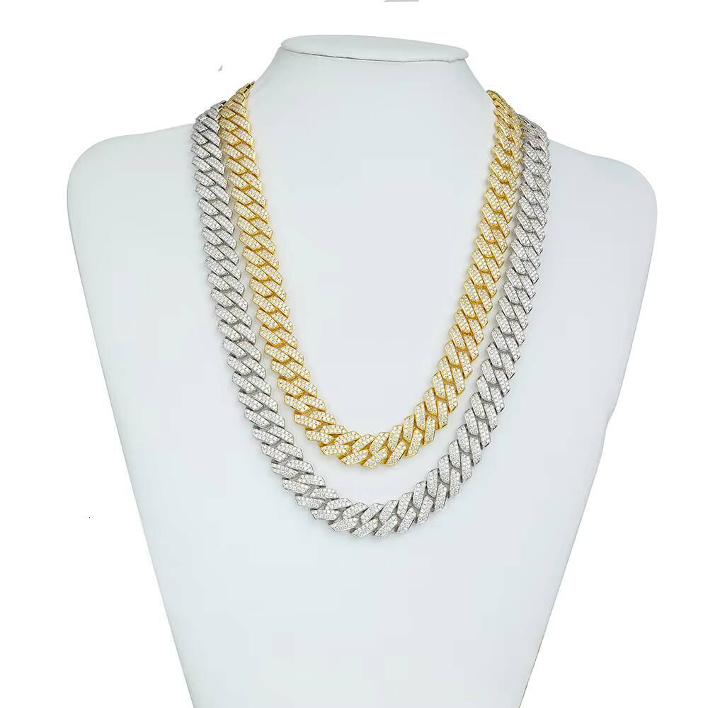 Men 14 mm Hip Hop S925 Iced Out Gra Certificate Fine Jewelry Past Diamond test Mossanite Moissanite Cuban Link Necklace Chain