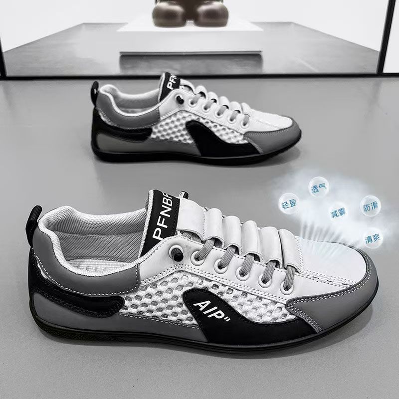 Men's shoes summer mesh surface breathable with leisure small white shoes youth sports soft sole breathable fashionable shoes 2025