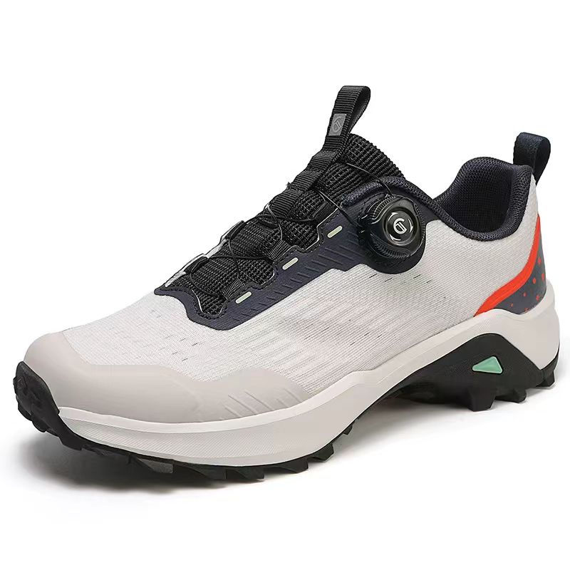 Quick anti-slip outdoor trail running shoes men and women; Rotating button no lace lightweight hiking boots for mountaineering