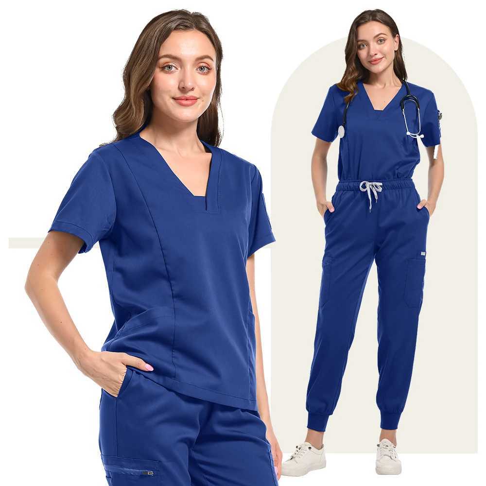 High Quty Hospital Scrubs Uniforms Sets Polyester Rayon Spandex Women Scrub Sets Uniforms Nursing Medical Scrubs Nurse Suit X250410