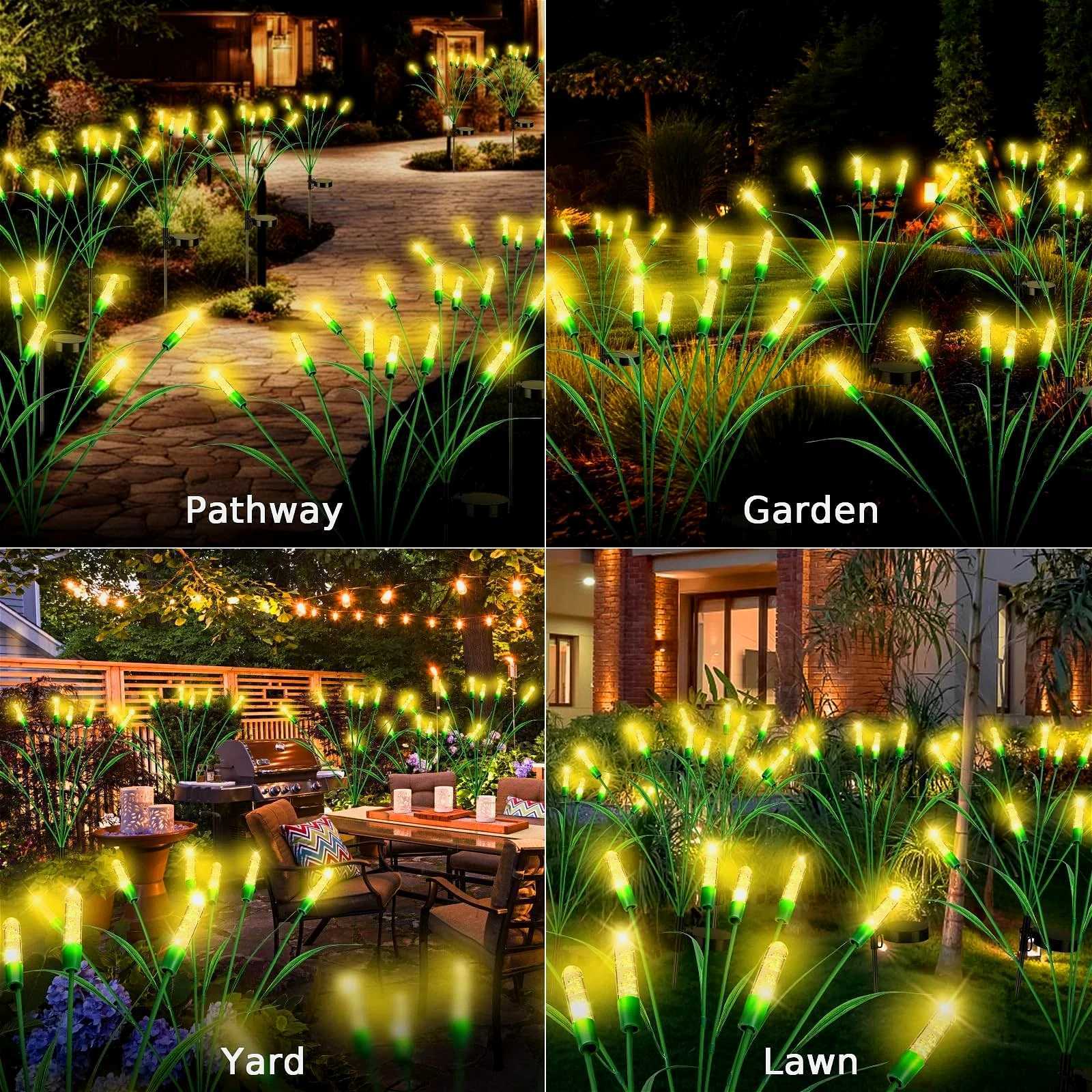 Christmas 4/8pcs Solar Reed Garden Lights - Auto-On Waterproof Patio/Pathway Decor HolidayGarden Ambiance Gift Idea Y251111