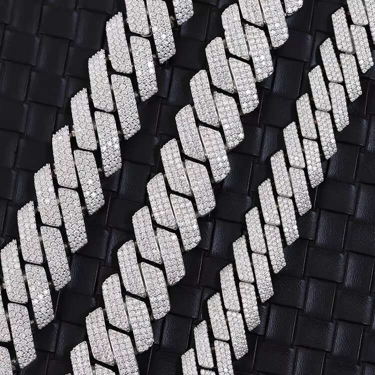 Pass Diamond Tester GRA Moissanite Diamond 15mm 20mm Wide 3Rows 925 Solid Silver Cuban Link Chain for Rapper Hip Hop Necklace