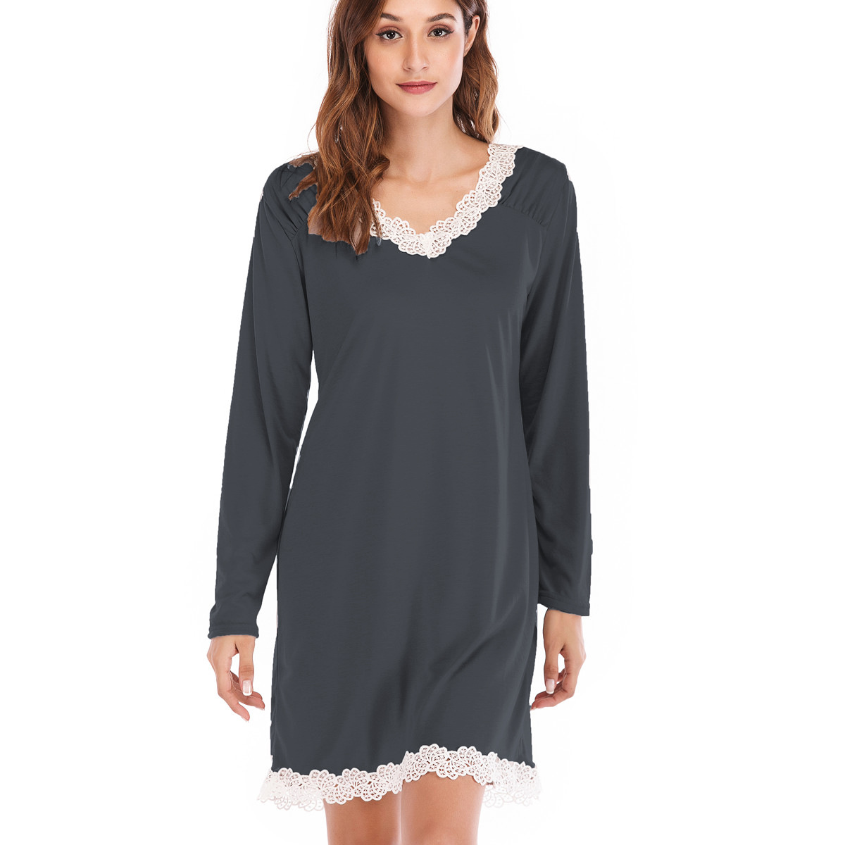 Casual Dresses Summer European and American new autumn lace long sleeved loose dress