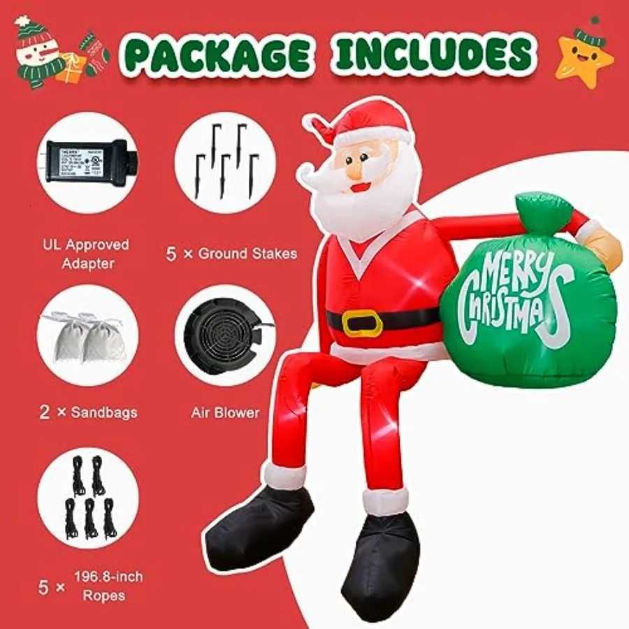 Christmas 8FT Christmas Inflatable Outdoor Decoration Climbing Inflatable Santa Claus Decor Blow Up Yard Decorations with LED Inflatable Y251111