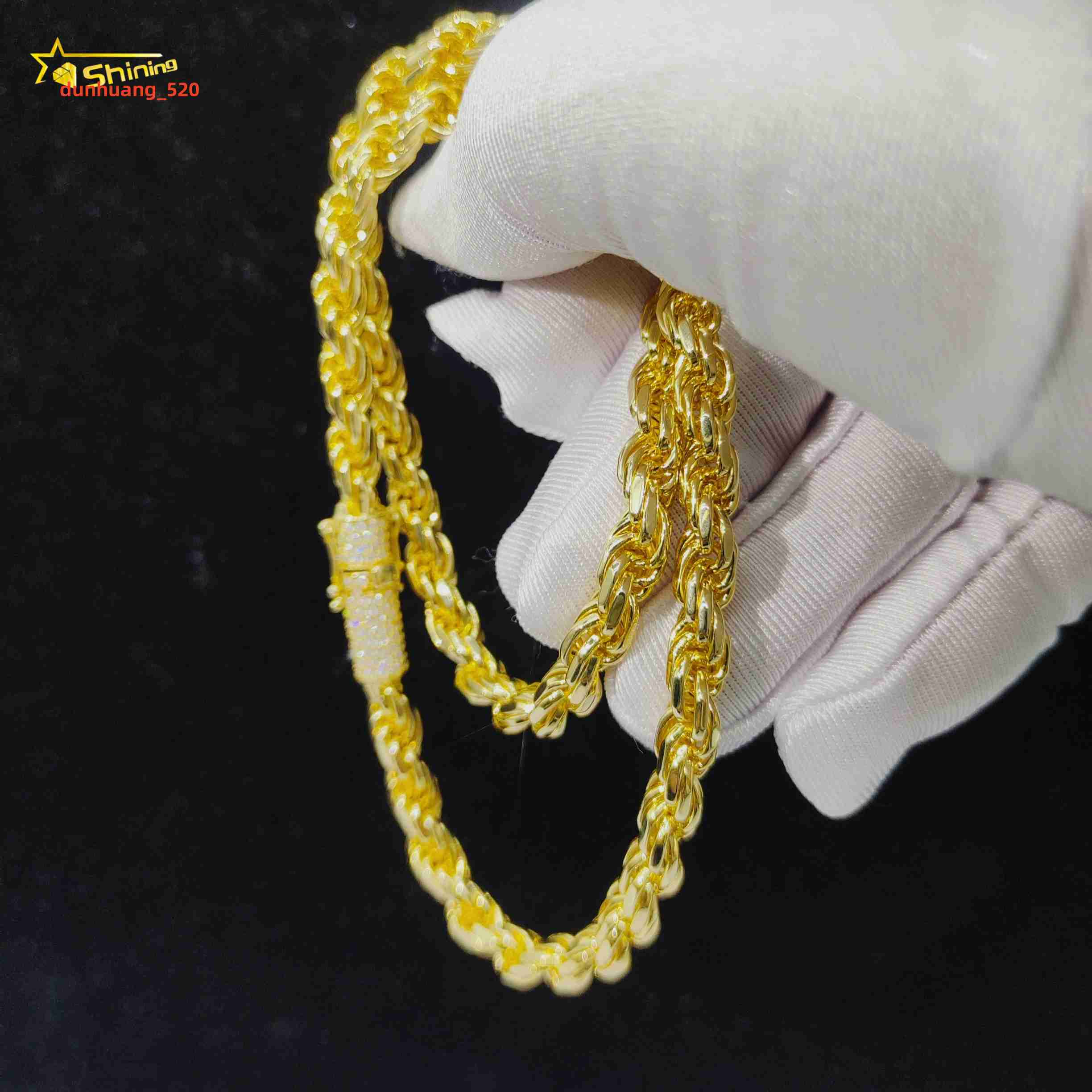 Hip Hop Jewelry Iced Out Fashion Cuban Link Necklace 6mm Solid Silver Moissanite Rope Chain for Men Women